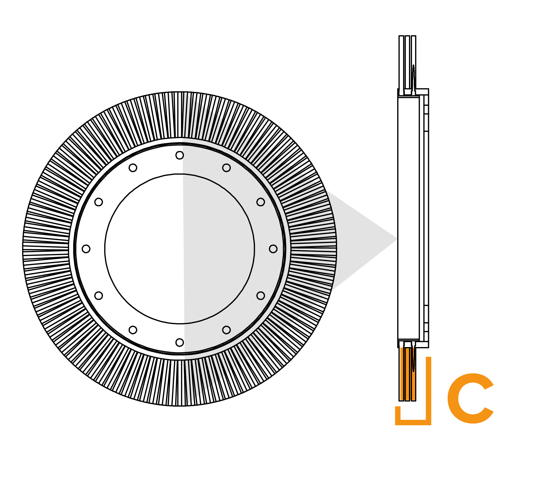 Large Diameter Pencil Ring Brush - Diagram C