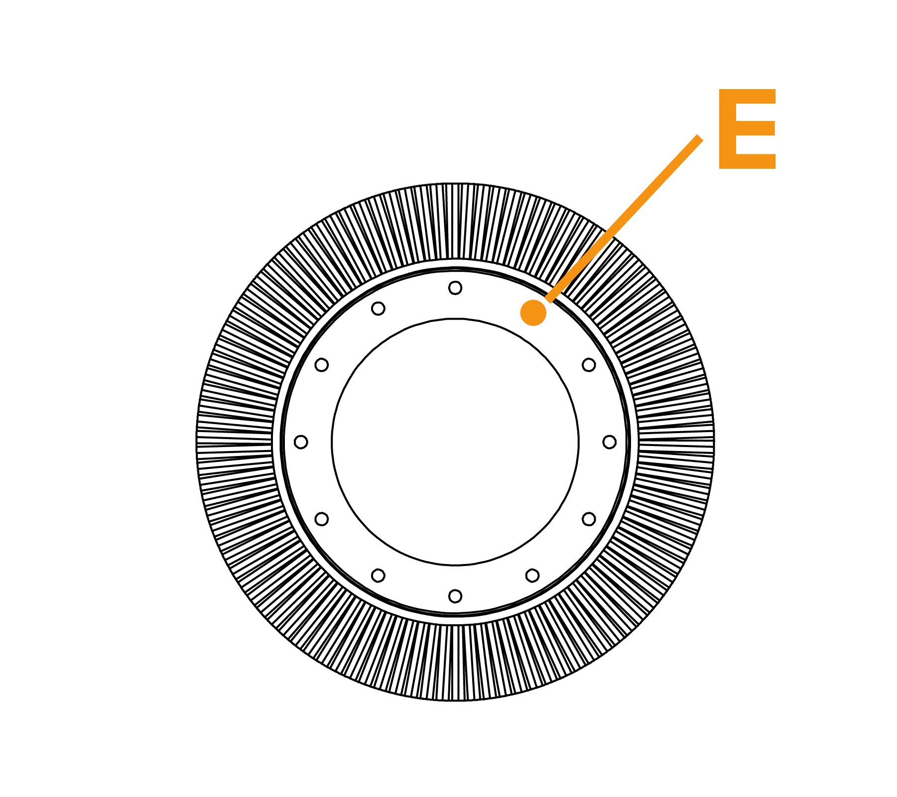Large Diameter Pencil Ring Brush - Diagram E