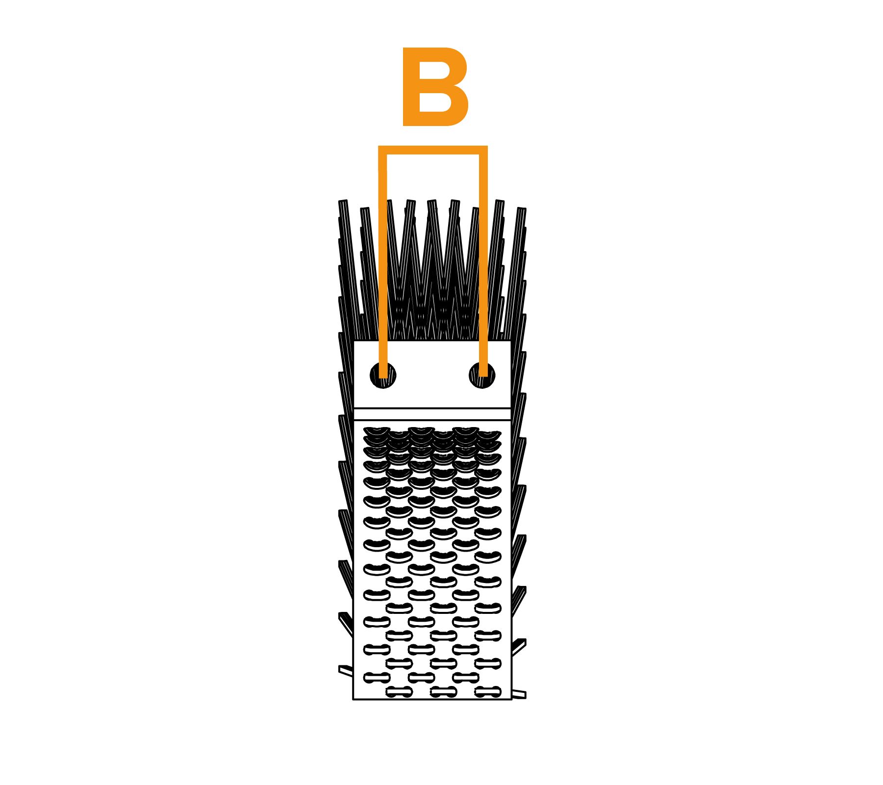 Tweebouts platte draadwikkelborstel - diagram B