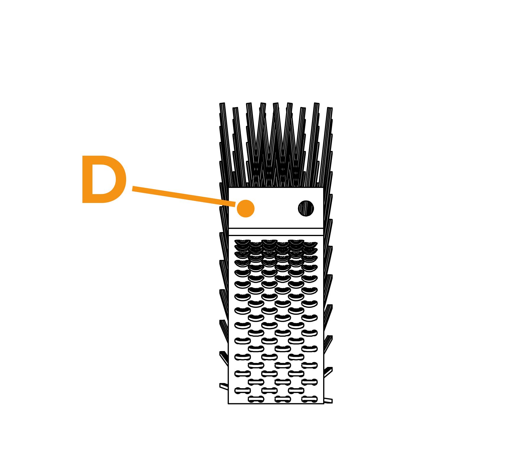 Tweebouts platte draadwikkelborstel - diagram D