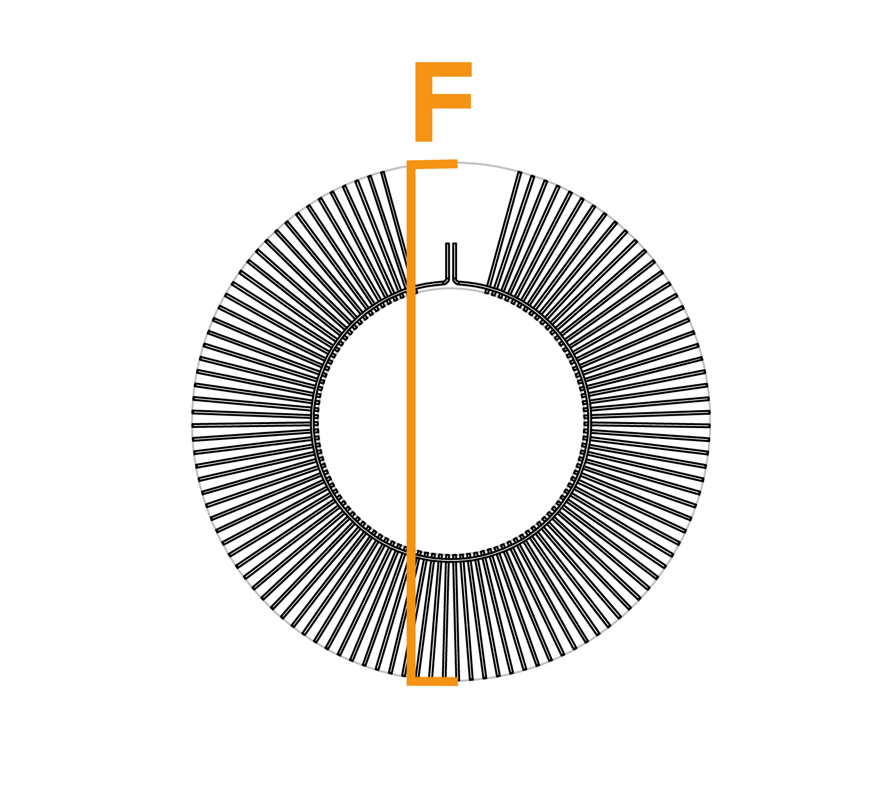 Escova de enrolar com fio plano de dois parafusos - diagrama F