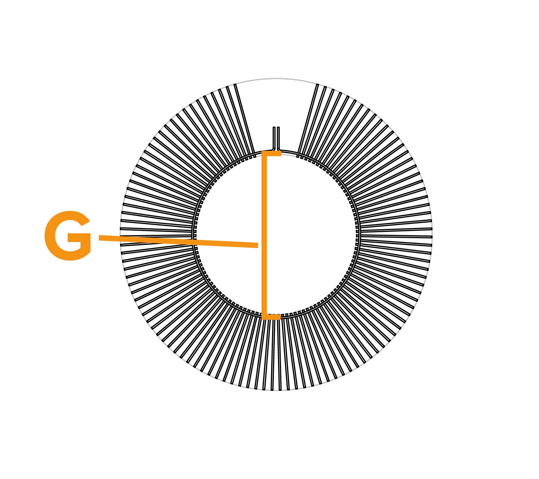 Brosse enveloppante à fil plat à deux boulons - Diagramme G