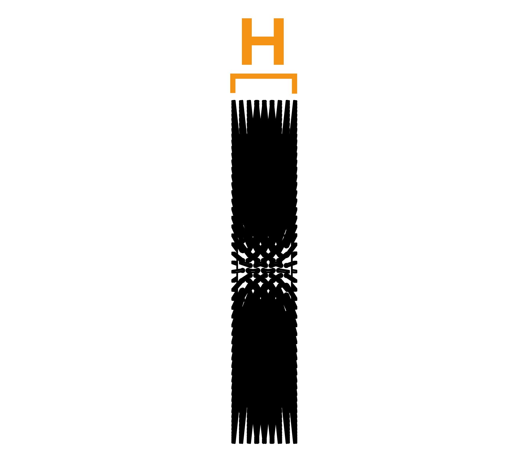 Tweebouts platte draadwikkelborstel - diagram H