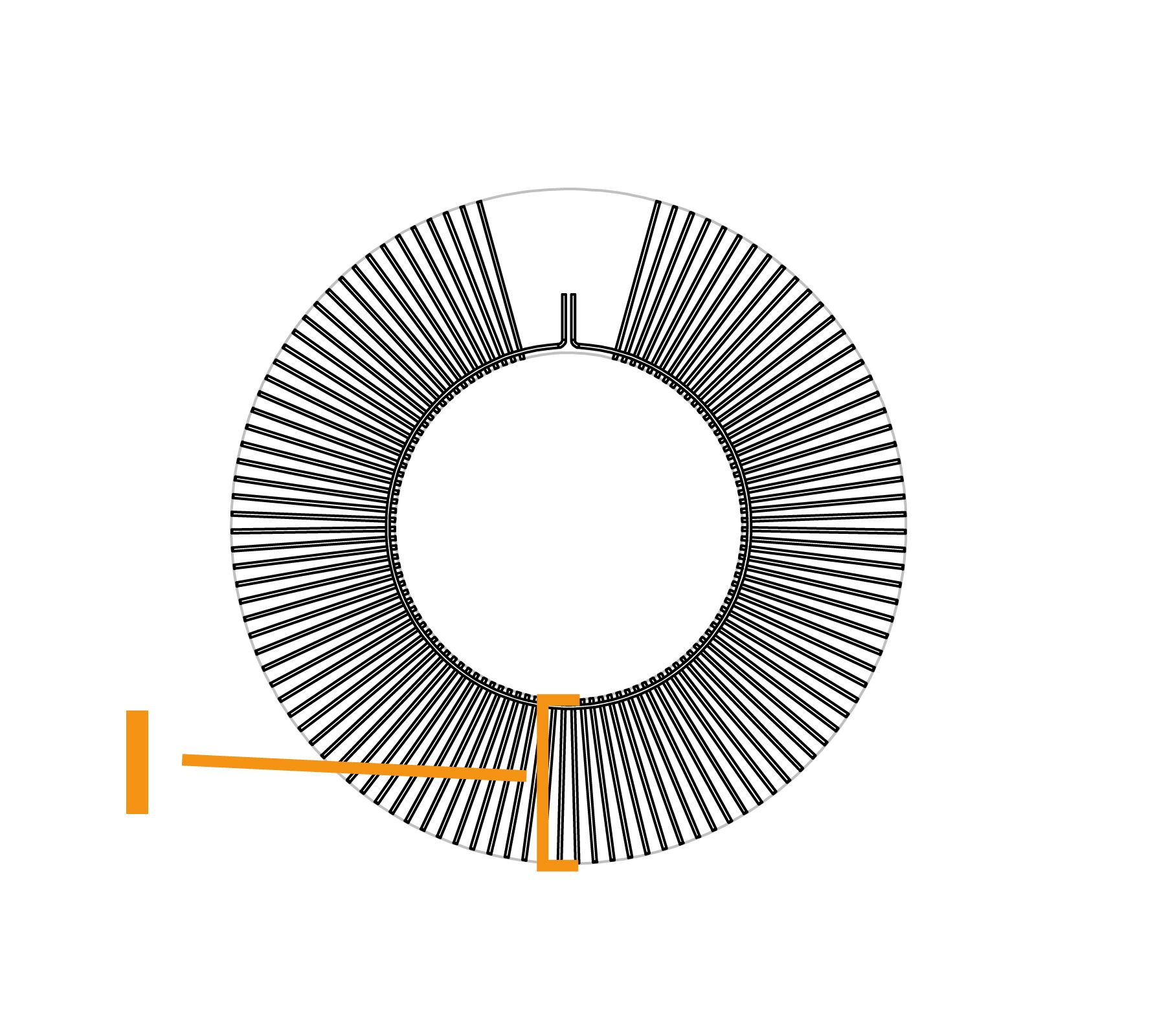 Tweebouts platte draadwikkelborstel - diagram I