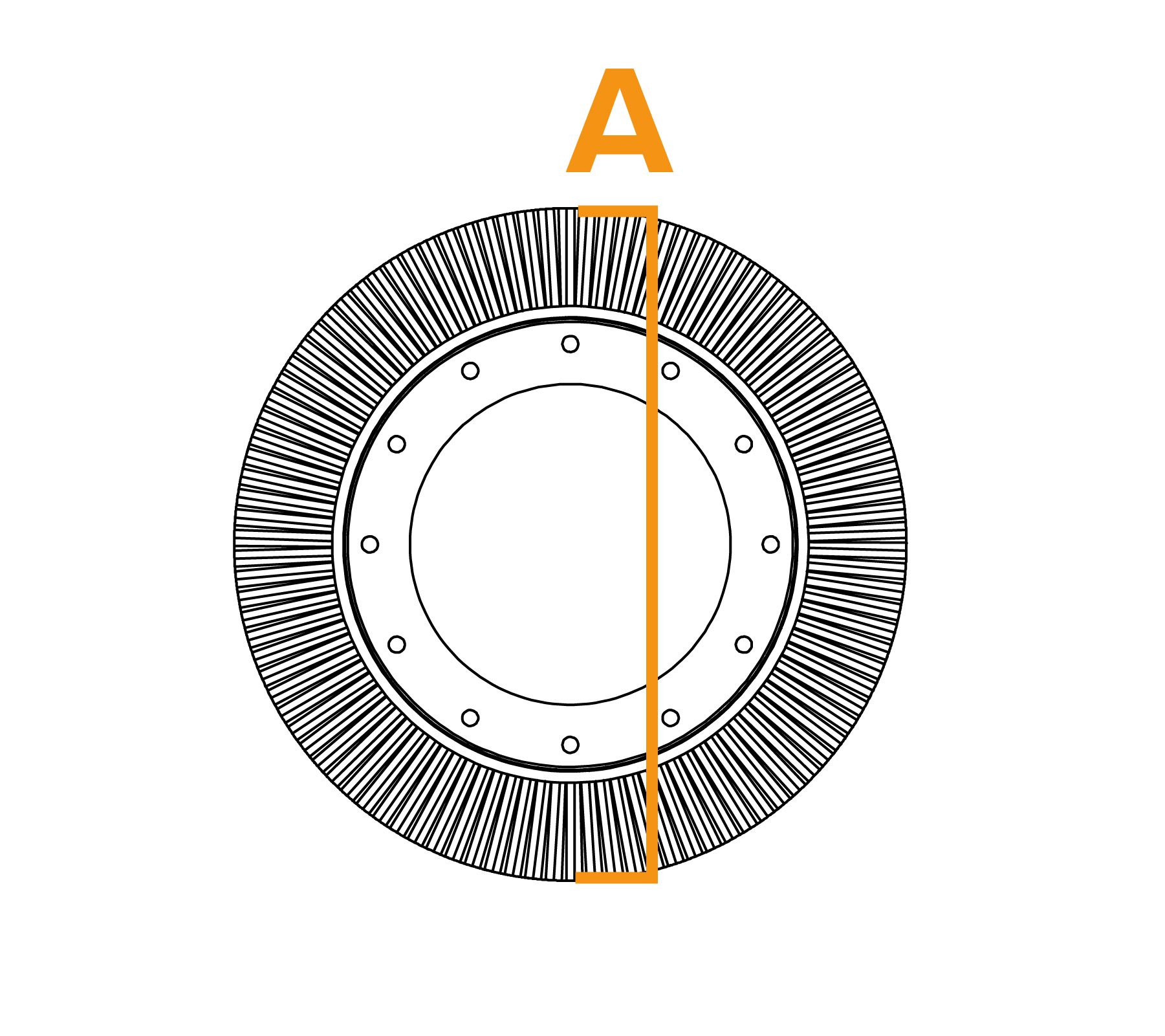 Bleistiftringbürste mit großem Durchmesser - Diagramm A.