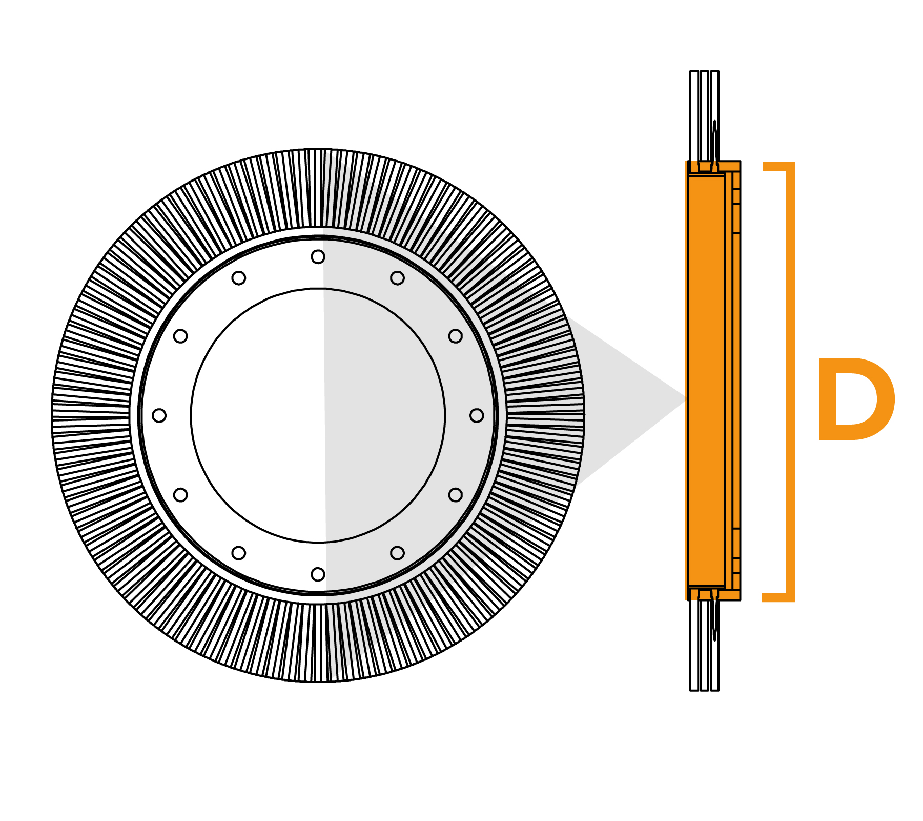 Escova para argolas para lápis de grande diâmetro - Diagrama D