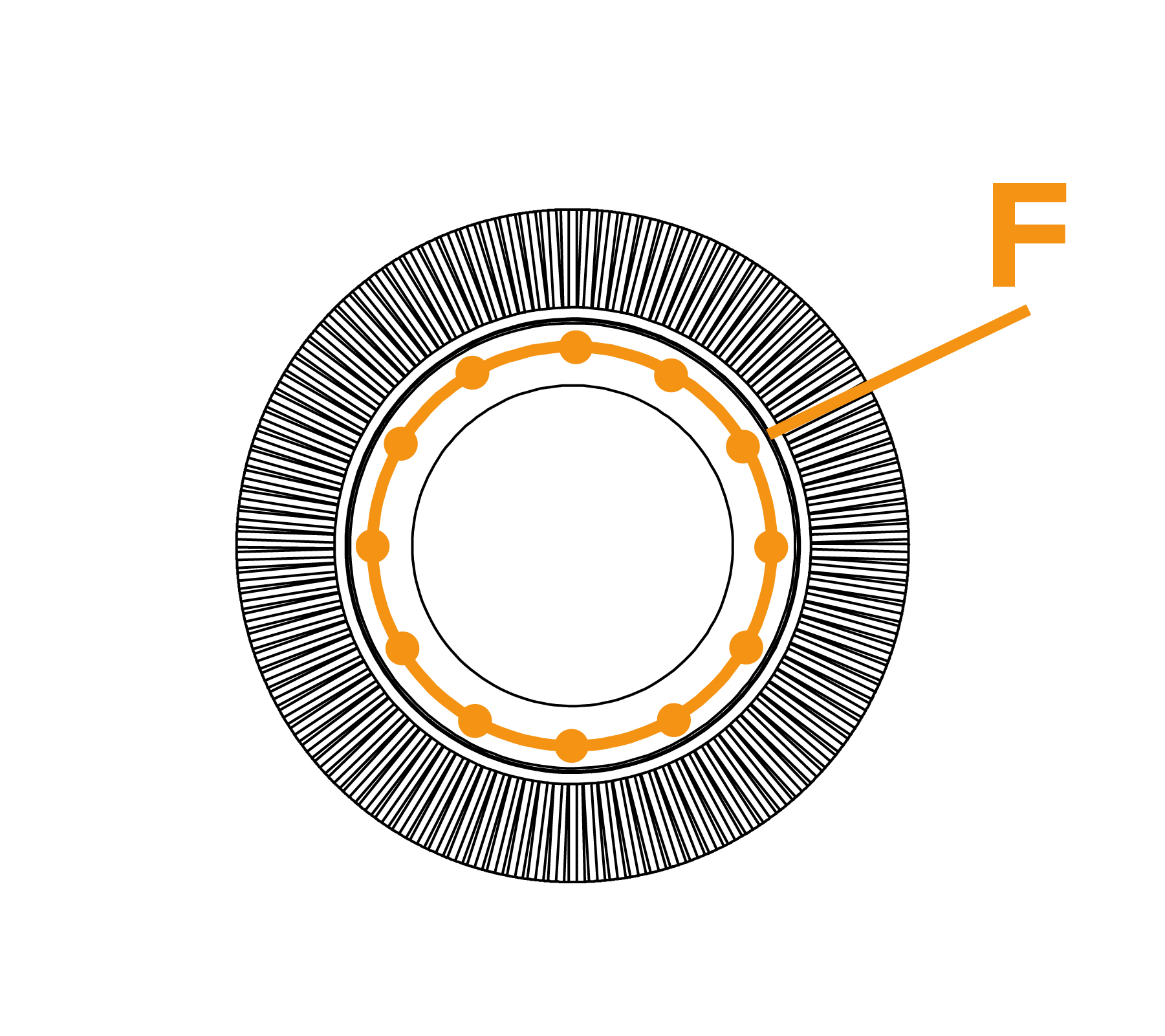 Pennello per anelli con diametro grande - Schema F