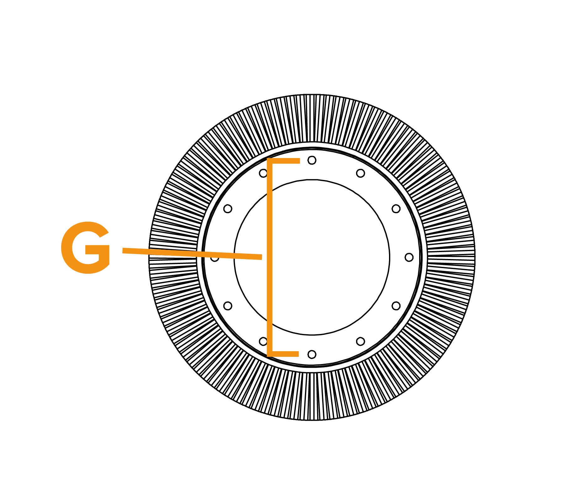 Cepillo de anillo de lápiz de gran diámetro - Diagrama G