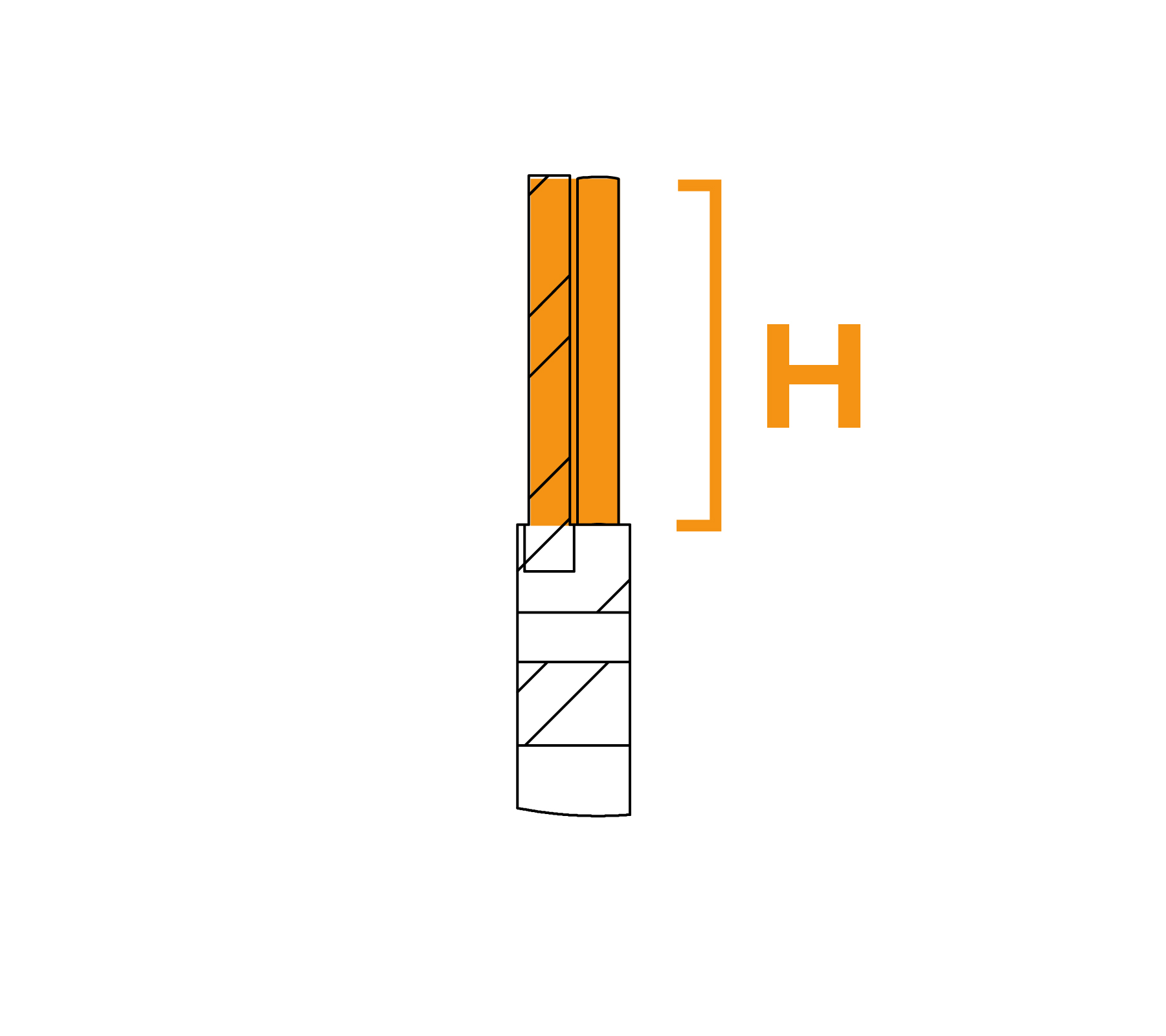 Pennello a matita per nucleo solido - Schema H